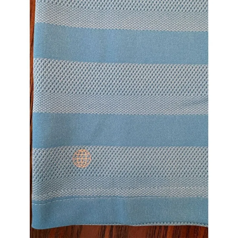 Adidas Men's Blue Striped Golf Polo Shirt Size S‎ Short Sleeve